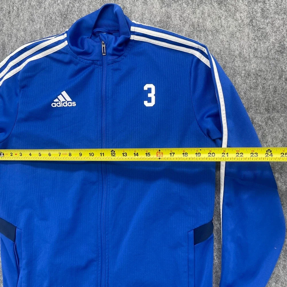 Adidas Track Jacket Mens Medium Climalite Blue Soccer Full Zip Stripe